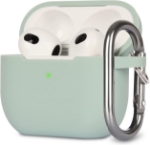 Picture of Soft Silicone Skin Case Cover Shock-Absorbing Protective Case For Airpods  3rd Generation With Carabiner, Front LED Visible