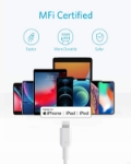 alt="Fast Charging & Sync Wire Compatible With iPhone 12 11 Pro/XS Max/XR/X/ iPad, iPod – White"