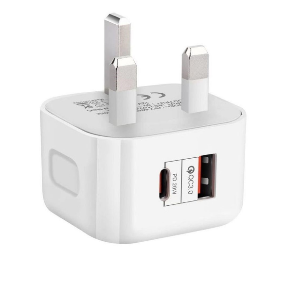 alt="SPEEDY USB-C & A Dual Port Adapter With 20W Max Output For iPhone And Samsung S8 & Above"