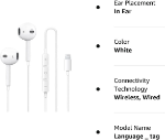 Picture of EarPods with Lightning Connector for Apple iPhone- with Microphone and Volume Control,Noise earphone Cancellation