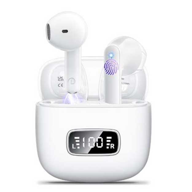 Picture of Wireless Earbuds Bluetooth 5.3, 4 Mic ENC, 42H Playtime, LED Display, Touch Control, IP6 Waterproof