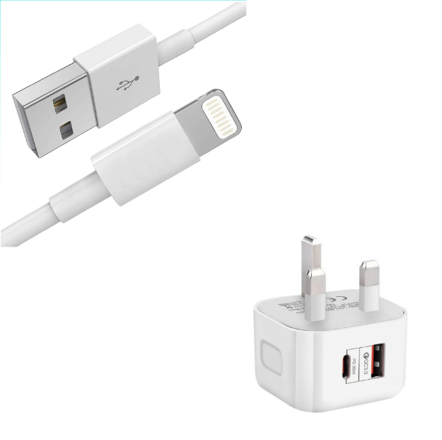 Picture of SPEEDY Dual Port 20W USB-C & A Adapter with USB to Lightning Cable – Rapid Charging Solution for iPhone Devices